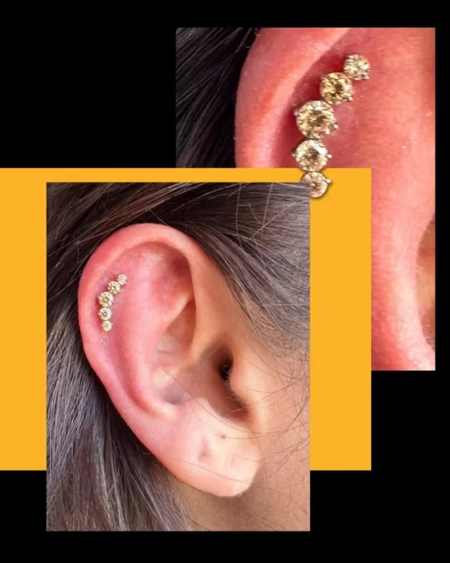 ✨ Champagne glow for the helix ✨

This piercing features our 5 Blaze top in a warm Champagne CZ — a statement piece that flows perfectly with the curve of the ear.

💎 Five perfectly set cubic zirconias in a graceful arc
🌙 Champagne tone adds a soft, luxurious shimmer
🔒 Set in titanium for safe, long-term wear
🌟 Designed to catch the light from every angle

Sometimes it’s the details that elevate a look from beautiful to unforgettable!!

For your next unforgettable experience

* Locate us inside 📍 @jadedink_ 
* Call or WhatsApp us on📱 084-600-5263
* Find us on 💻 www.modifiedmonkey.co.za

#champagne #champagnecz #blaze #helix #piercing #helixpiercing #titanium #cz #czjewellery #pierced #elevate #modmonkey #modifiedmonkey #jadedink #shine #goldenhour