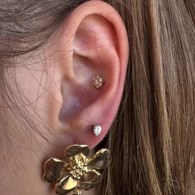 ✨ Golden symmetry ✨

Left and right in perfect balance —
 • Third lobe: Gold PVD pear CZ tops bringing a sleek sparkle to both ears
 • Conch: 6 CZ flower in radiant Gold PVD, blooming with brilliance

Minimal yet luxurious styling that ties both sides together with detail and shine.

* We are located inside 📍 @jadedink_ 
* Call or WhatsApp us on📱 084-600-5263
* Find us on 💻 www.modifiedmonkey.co.za

Pierce it. Flaunt it.

#lobepiercings #lobepiercing #goldpvd #golden #conch #conchpiercing #cz #czjewellery #titanium #pierced #piercings #modmonkey #modifiedmonkey #jadedink #pierceitflauntit